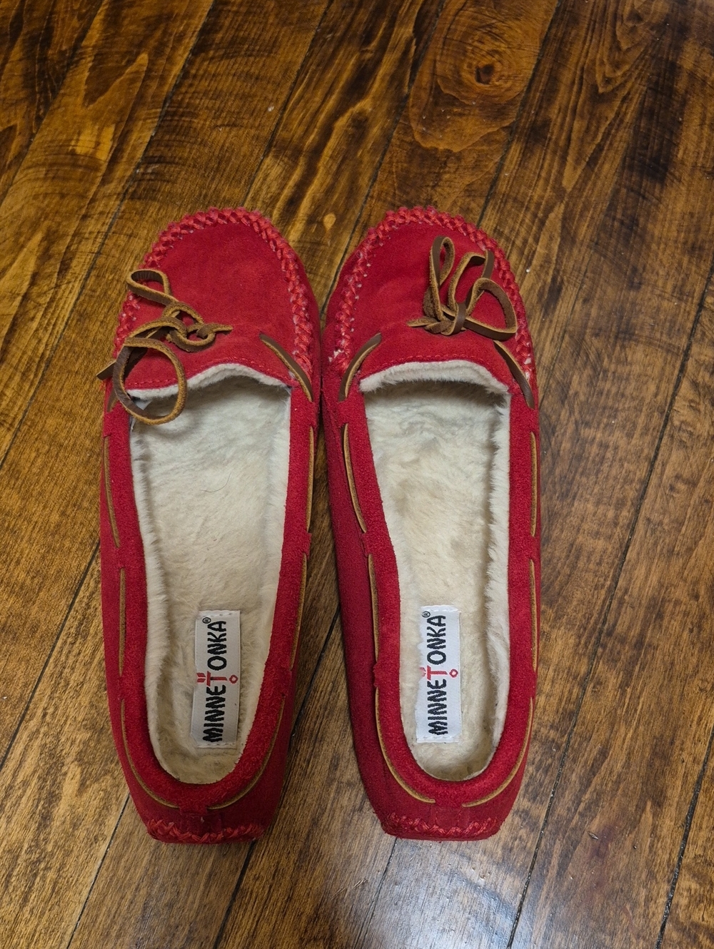 Red Moccasin Slippers Womens